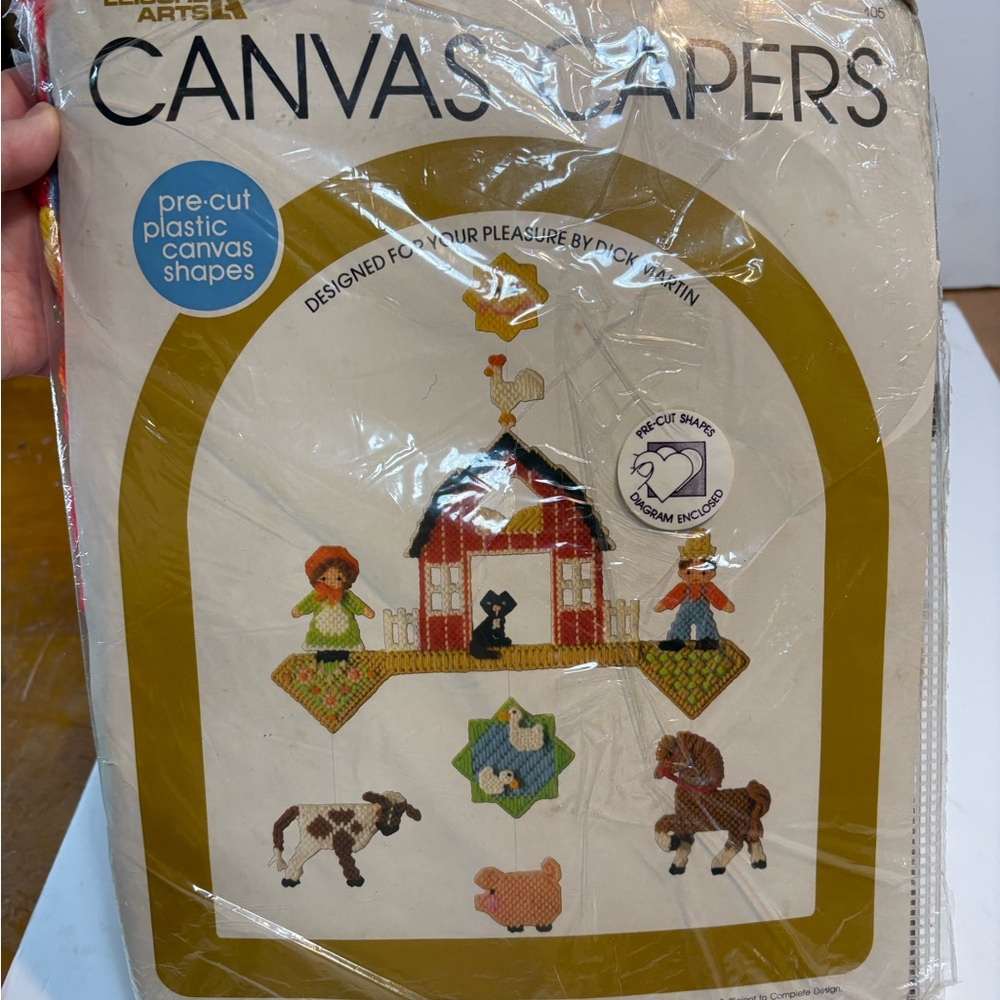 Vintage 1980 Leisure Arts "Down on the Farm" Canvas Capers Plastic Canvas Kit
